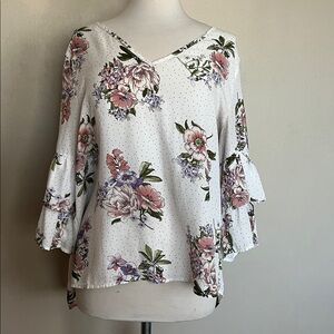 Cure White Polka Dot and Floral Top